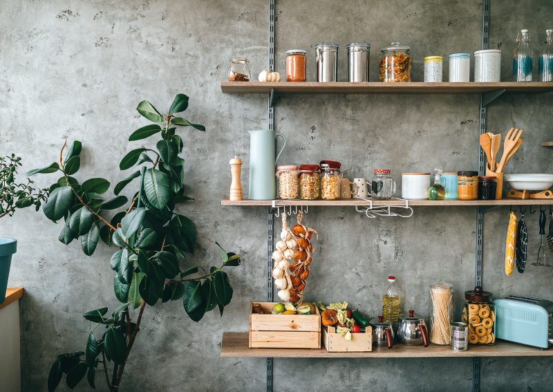 a series of 3 wall mounted storage shelves