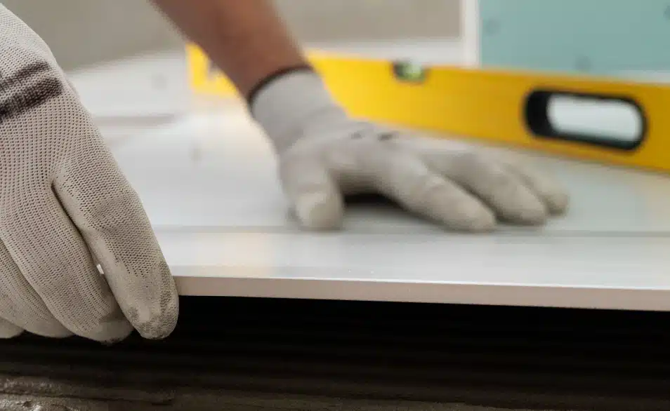 Niro-Granite-Quality-Tiles-Being-Installed-With-Screed-Pasted-Below
